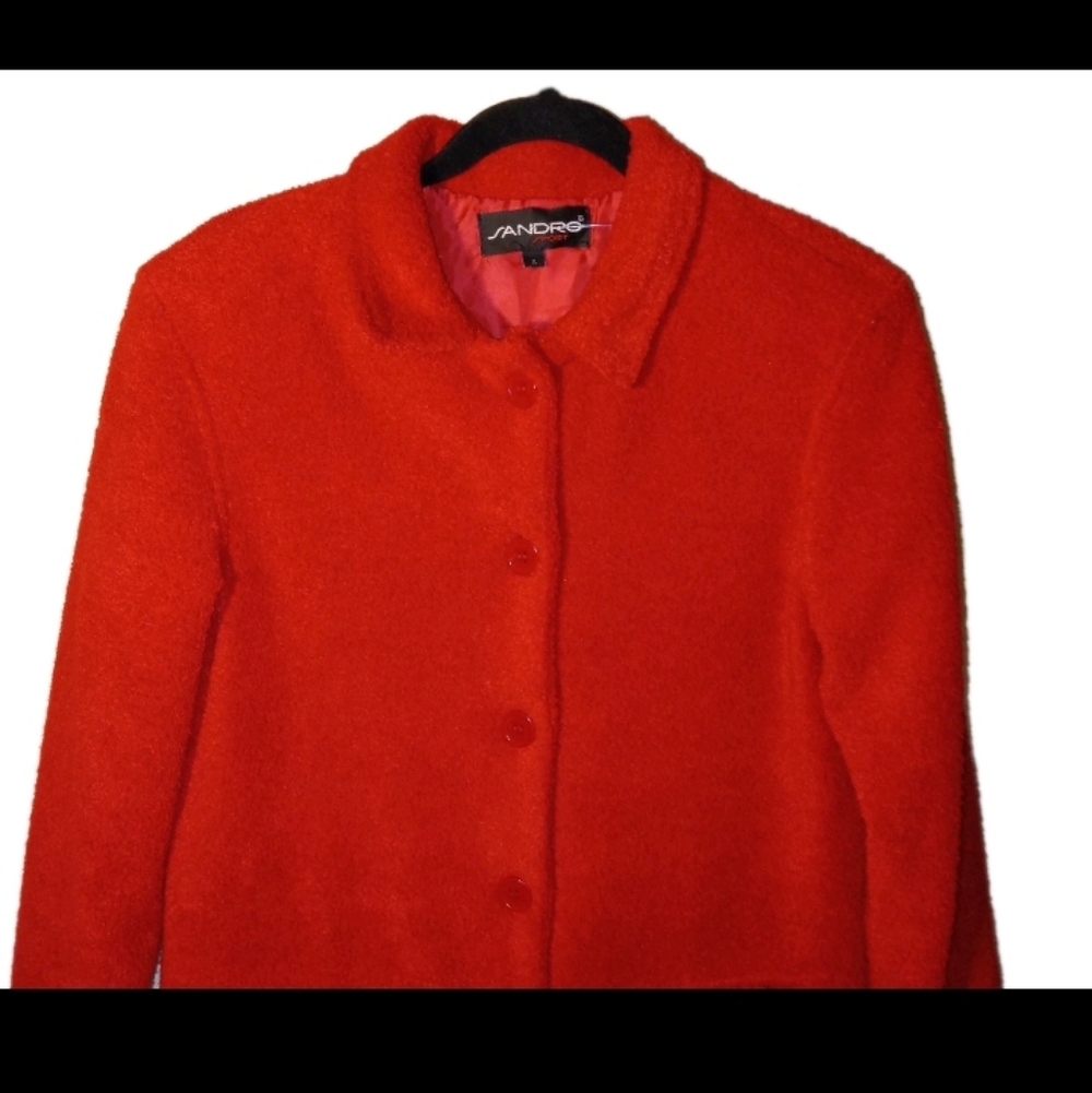 Nwot Sandro Sport Vintage Red Teddy Lined Blazer Small - Picture 3 of 12